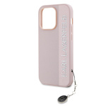 Karl Lagerfeld PU Saffiano Rhinestone Charm Zadní Kryt pro iPhone 14 Pro Pink, KLHCP14LPSAKDGCP