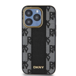 DKNY PU Leather Checkered Pattern Magsafe Zadní Kryt pro iPhone 15 Pro Max Black, DKHMP15XPCPVSLK