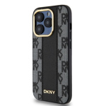 DKNY PU Leather Checkered Pattern Magsafe Zadní Kryt pro iPhone 15 Pro Max Black, DKHMP15XPCPVSLK