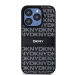 DKNY PU Leather Repeat Pattern Tonal Stripe Zadní Kryt pro iPhone 14 Pro Max Black, DKHCP14XPRTHSLK