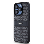 DKNY PU Leather Repeat Pattern Tonal Stripe Zadní Kryt pro iPhone 14 Pro Max Black, DKHCP14XPRTHSLK