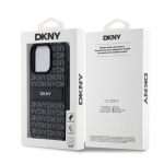 DKNY PU Leather Repeat Pattern Tonal Stripe Zadní Kryt pro iPhone 14 Pro Max Black, DKHCP14XPRTHSLK