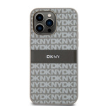 DKNY PU Leather Repeat Pattern Tonal Stripe Zadní Kryt pro iPhone 14 Pro Beige, DKHCP14LPRTHSLE