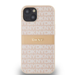 DKNY PU Leather Repeat Pattern Tonal Stripe Zadní Kryt pro iPhone 14 Pink, DKHCP14SPRTHSLP