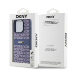 DKNY PU Leather Repeat Pattern Tonal Stripe Zadní Kryt pro iPhone 14 Pro Blue, DKHCP14LPRTHSLB