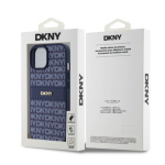 DKNY PU Leather Repeat Pattern Tonal Stripe Zadní Kryt pro iPhone 15 Blue, DKHCP15SPRTHSLB