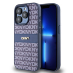 DKNY PU Leather Repeat Pattern Tonal Stripe Zadní Kryt pro iPhone 15 Pro Blue, DKHCP15LPRTHSLB