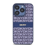 DKNY PU Leather Repeat Pattern Tonal Stripe Zadní Kryt pro iPhone 15 Pro Blue, DKHCP15LPRTHSLB