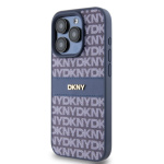 DKNY PU Leather Repeat Pattern Tonal Stripe Zadní Kryt pro iPhone 15 Pro Blue, DKHCP15LPRTHSLB