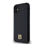 DKNY PU Leather Repeat Pattern Stack Logo Magsafe Zadní Kryt pro iPhone 11 Black, DKHMN61PSHRPSK