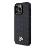 DKNY PU Leather Repeat Pattern Stack Logo Magsafe Zadní Kryt pro iPhone 13 Pro Max Black, DKHMP13XPSHRPSK