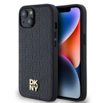 DKNY PU Leather Repeat Pattern Stack Logo Magsafe Zadní Kryt pro iPhone 14 Black, DKHMP14SPSHRPSK