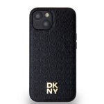 DKNY PU Leather Repeat Pattern Stack Logo Magsafe Zadní Kryt pro iPhone 14 Black, DKHMP14SPSHRPSK