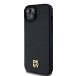 DKNY PU Leather Repeat Pattern Stack Logo Magsafe Zadní Kryt pro iPhone 15 Plus Black, DKHMP15MPSHRPSK