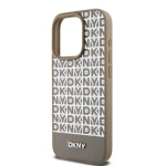 DKNY PU Leather Repeat Pattern Bottom Stripe MagSafe Zadní Kryt pro iPhone 12/12 Pro Brown, DKHMP12MPSOSPW