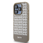 DKNY PU Leather Repeat Pattern Bottom Stripe MagSafe Zadní Kryt pro iPhone 13 Pro Brown, DKHMP13LPSOSPW