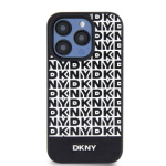 DKNY PU Leather Repeat Pattern Bottom Stripe MagSafe Zadní Kryt pro iPhone 12/12 Pro Black, DKHMP12MPSOSPK