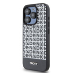 DKNY PU Leather Repeat Pattern Bottom Stripe MagSafe Zadní Kryt pro iPhone 12/12 Pro Black, DKHMP12MPSOSPK