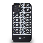 DKNY PU Leather Repeat Pattern Bottom Stripe MagSafe Zadní Kryt pro iPhone 13 Black, DKHMP13MPSOSPK