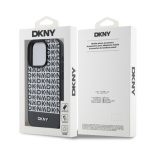 DKNY PU Leather Repeat Pattern Bottom Stripe MagSafe Zadní Kryt pro iPhone 13 Pro Black, DKHMP13LPSOSPK