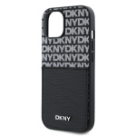 DKNY PU Leather Repeat Pattern Card Pocket Zadní Kryt pro iPhone 15 Black, DKHCP15SPCRTHLK