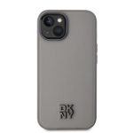 DKNY PU Leather Stack Logo Magsafe Zadní Kryt pro iPhone 15 Grey, DKHMP15SPSMCSLE