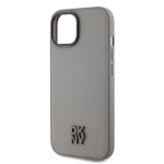 DKNY PU Leather Stack Logo Magsafe Zadní Kryt pro iPhone 15 Grey, DKHMP15SPSMCSLE