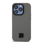 DKNY PU Leather Stack Logo Magsafe Zadní Kryt pro iPhone 15 Pro Grey, DKHMP15LPSMCSLE