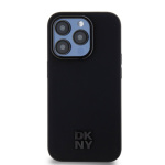 DKNY PU Leather Stack Logo Magsafe Zadní Kryt pro iPhone 14 Pro Black, DKHMP14LPSMCSLK