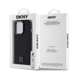 DKNY PU Leather Stack Logo Magsafe Zadní Kryt pro iPhone 15 Pro Black, DKHMP15LPSMCSLK