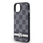 DKNY PU Leather Checkered Pattern and Stripe Zadní Kryt pro iPhone 14 Black, DKHCP14SPCPTSSK