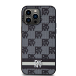 DKNY PU Leather Checkered Pattern and Stripe Zadní Kryt pro iPhone 15 Pro Max Black, DKHCP15XPCPTSSK