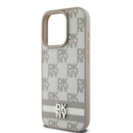 DKNY PU Leather Checkered Pattern and Stripe Zadní Kryt pro iPhone 12/12 Pro Beige, DKHCP12MPCPTSSE