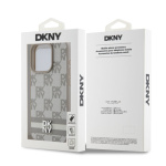 DKNY PU Leather Checkered Pattern and Stripe Zadní Kryt pro iPhone 13 Pro Max Beige, DKHCP13XPCPTSSE