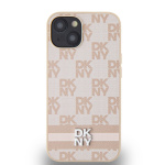 DKNY PU Leather Checkered Pattern and Stripe Zadní Kryt pro iPhone 13 Pink, DKHCP13MPCPTSSP