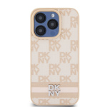 DKNY PU Leather Checkered Pattern and Stripe Zadní Kryt pro iPhone 13 Pro Pink, DKHCP13LPCPTSSP