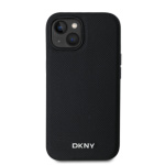 DKNY PU Leather Silver Metal Logo Magsafe Zadní Kryt pro iPhone 13 Black, DKHMP13MPGHLMK