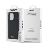 DKNY PU Leather Silver Metal Logo Magsafe Zadní Kryt pro iPhone 14 Pro Max Black, DKHMP14XPGHLMK