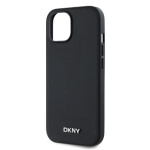 DKNY PU Leather Silver Metal Logo Magsafe Zadní Kryt pro iPhone 15 Black, DKHMP15SPGHLMK