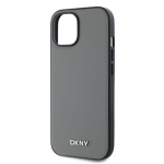 DKNY PU Leather Silver Metal Logo Magsafe Zadní Kryt pro iPhone 13 Grey, DKHMP13MPGHLMS