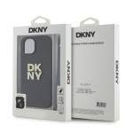 DKNY PU Leather Stack Logo Wrist Strap Zadní Kryt pro iPhone 13 Black, DKHCP13MPBSWSK