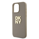 DKNY PU Leather Stack Logo Wrist Strap Zadní Kryt pro iPhone 15 Pro Max Beige, DKHCP15XPBSWSE