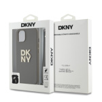 DKNY PU Leather Stack Logo Wrist Strap Zadní Kryt pro iPhone 13 Brown, DKHCP13MPBSWSA