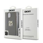 DKNY PU Leather Stack Logo Wrist Strap Zadní Kryt pro iPhone 15 Brown, DKHCP15SPBSWSA