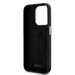 DKNY Liquid Silicone Silver Metal Logo Magsafe Zadní Kryt pro iPhone 15 Pro Black, DKHMP15LSMCHLK