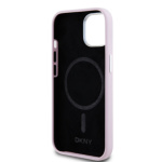 DKNY Liquid Silicone Silver Metal Logo Magsafe Zadní Kryt pro iPhone 15 Pink, DKHMP15SSMCHLP