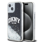 DKNY Liquid Glitter Arch Logo Zadní Kryt pro iPhone 15 Black, DKHCP15SLBNAEK