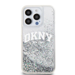 DKNY Liquid Glitter Arch Logo Zadní Kryt pro iPhone 14 Pro Transparent, DKHCP14LLBNAET