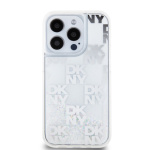 DKNY Liquid Glitter Checkered Pattern Zadní Kryt pro iPhone 15 Pro Transparent, DKHCP15LLCPEPT