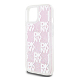 DKNY Liquid Glitter Checkered Pattern Zadní Kryt pro iPhone 15 Pink, DKHCP15SLCPEPP